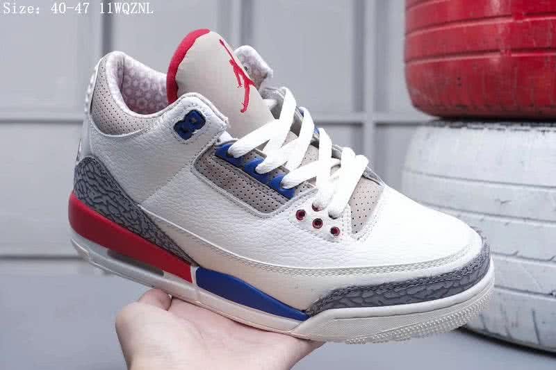 Air Jordan 3 Shoes White Blue And Red Men 4