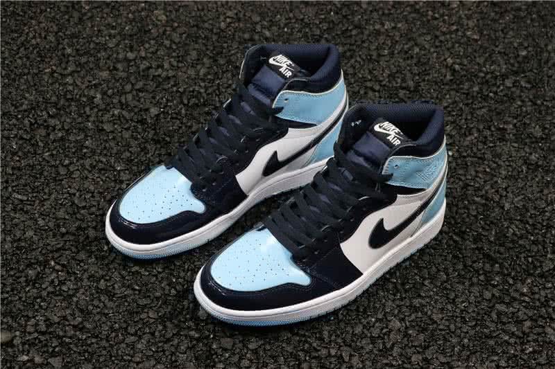 Air Jordan 1 Shoes White Blue And Black Women/Men 2
