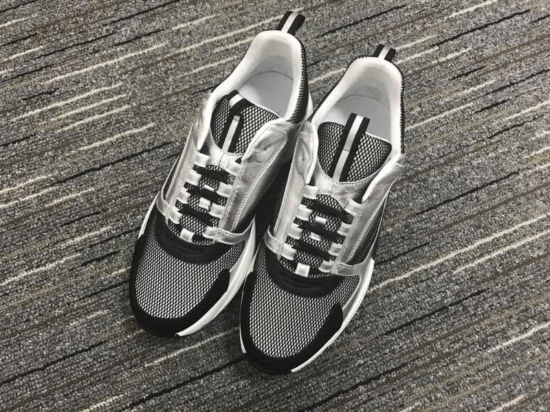 Christian Dior Sneakers 3025  Black Cotton Grid Silver Leather White Wave Sole Men 5