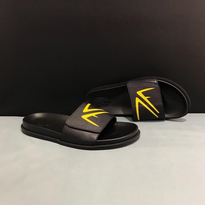 Fendi Slippers Leather Yellow And Black Men 4