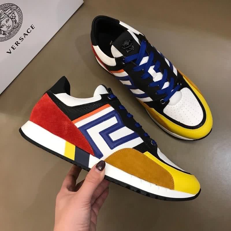 Versace  Latex Leather Classic Style Casual Shoes Yellow Red And Blue Men 4