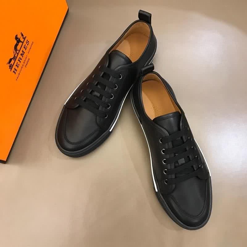 Hermes Fashion Comfortable Sports Shoes Cowhide Black Men 3