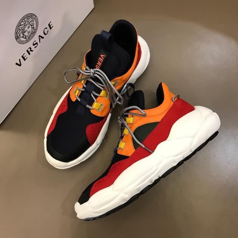 Versace First Layer Cowhide Sneakers Black Yellow And Red Men 1