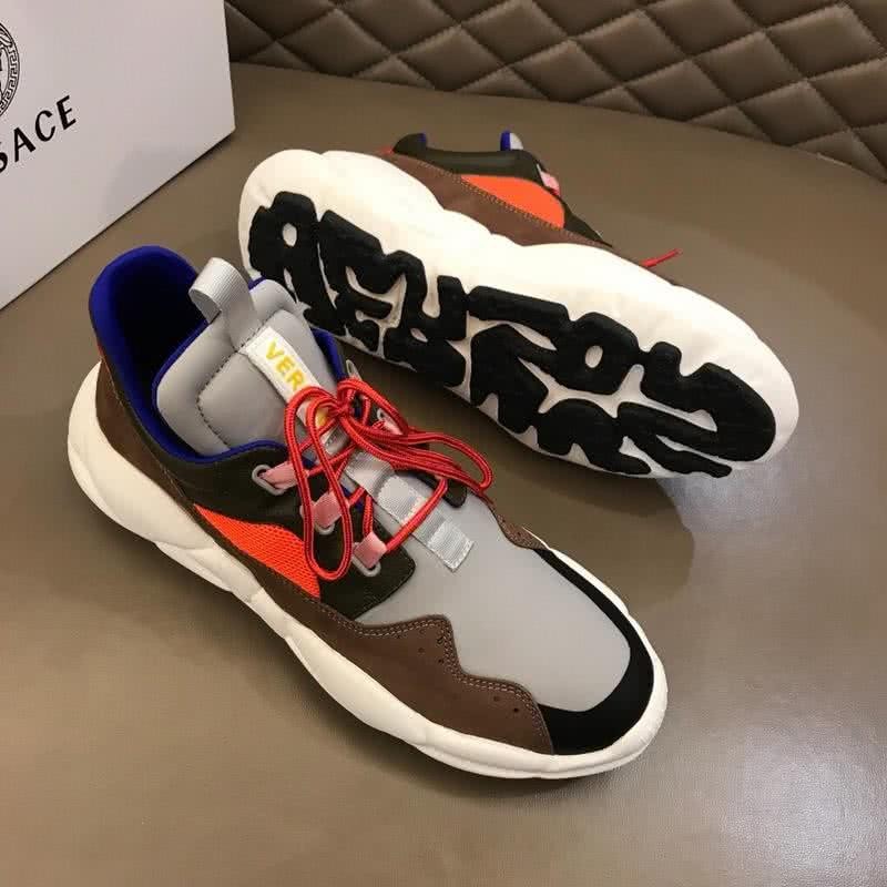 Versace First Layer Cowhide Sneakers Orange Brown And Gray Men 4