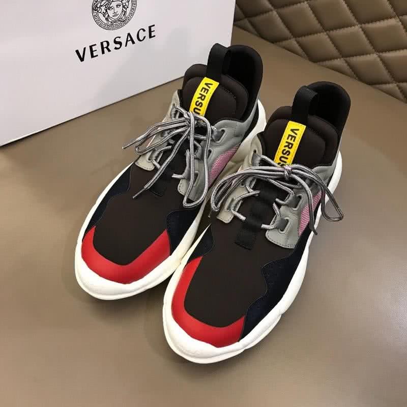 Versace First Layer Cowhide Sneakers Pink Gray And Black Men 2