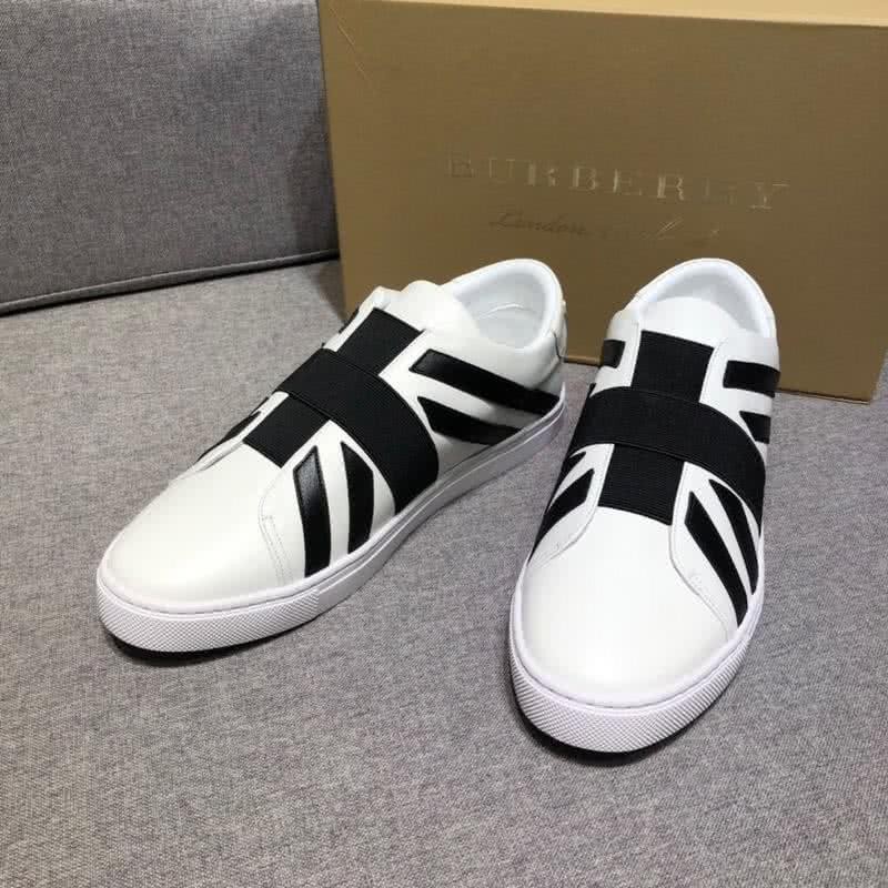 Burberry Fashion Comfortable Shoes Cowhide Black And White Men 3