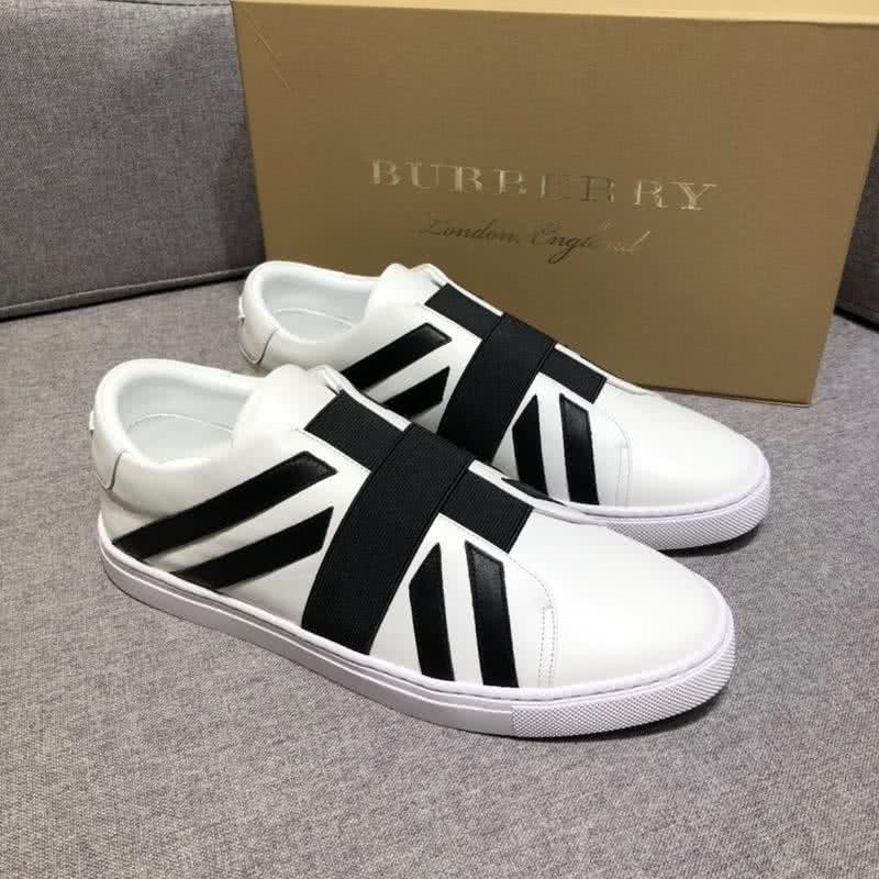 Burberry Fashion Comfortable Shoes Cowhide Black And White Men 1