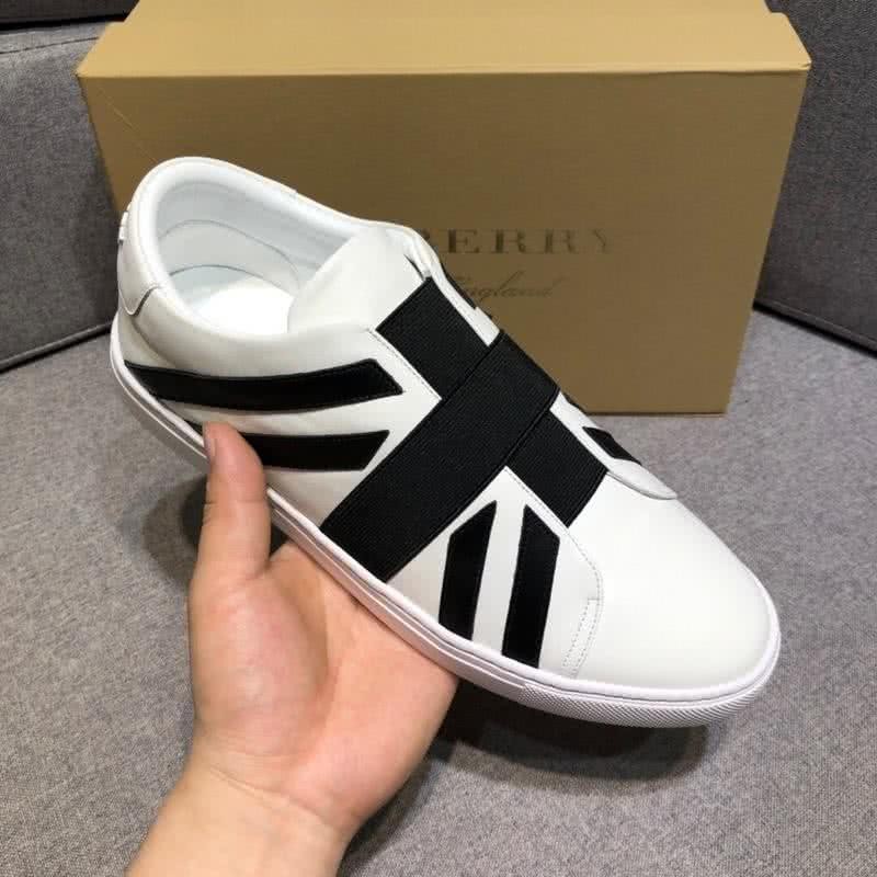 Burberry Fashion Comfortable Shoes Cowhide Black And White Men 4