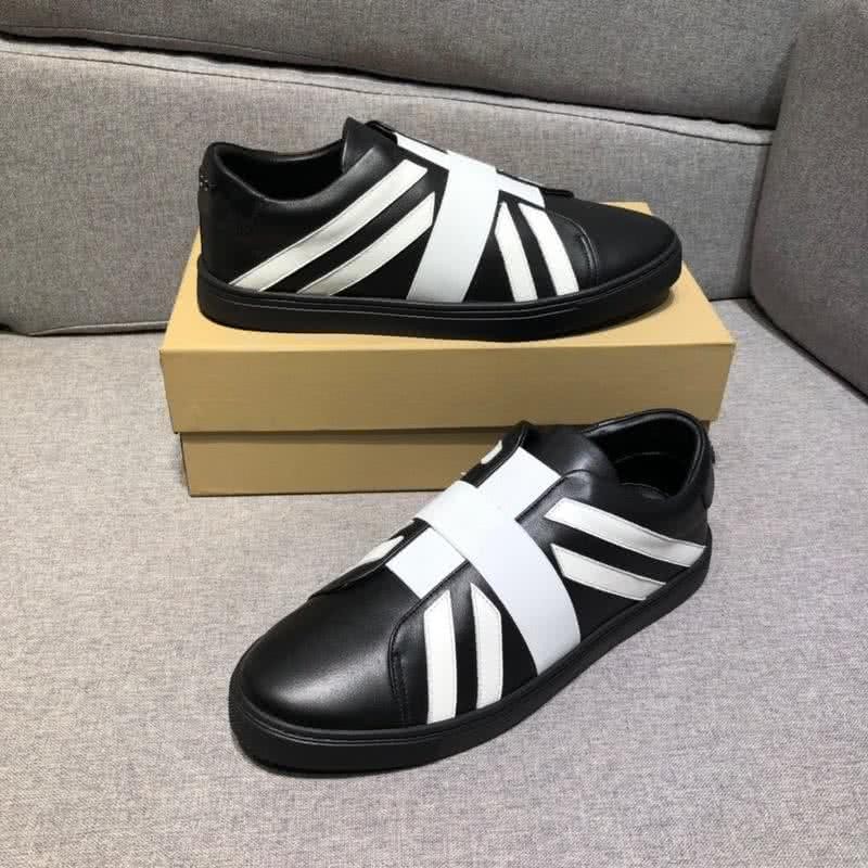 Burberry Fashion Comfortable Shoes Cowhide Black And White Men 4