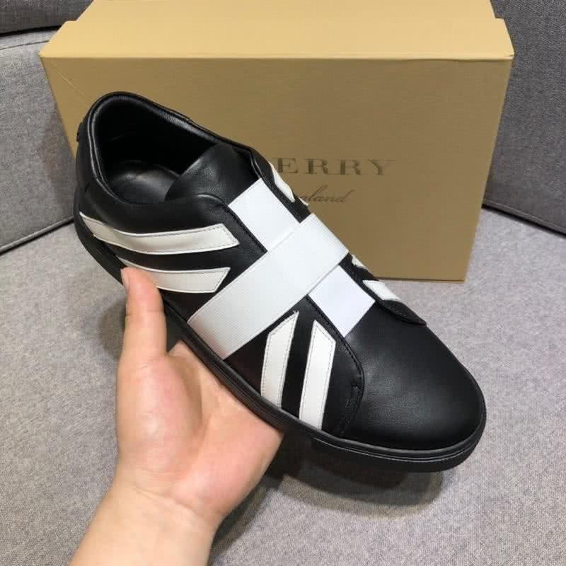 Burberry Fashion Comfortable Shoes Cowhide Black And White Men 5