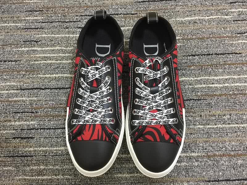 Christian Dior Sneakers 3033 Red Cotton with Patterns Black Tongue White Heel bumper Men 3
