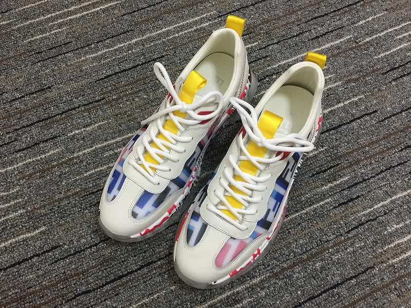 Fendi Sneakers White leather Blue and pink letters Transparent leather sole Men 2