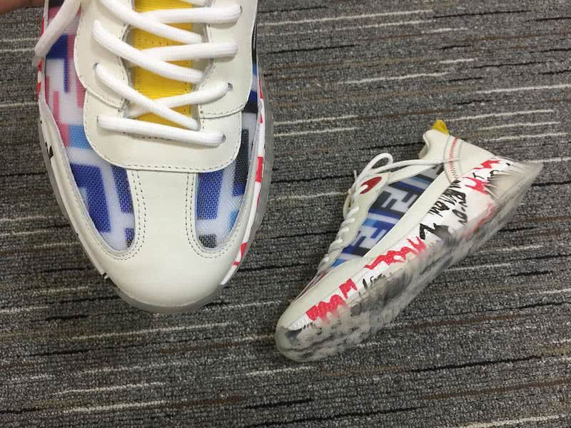 Fendi Sneakers White leather Blue and pink letters Transparent leather sole Men 9