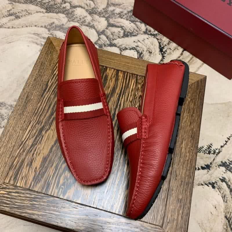 Bally Fashion Leather Shoes Cowhide Wine Red Men 3