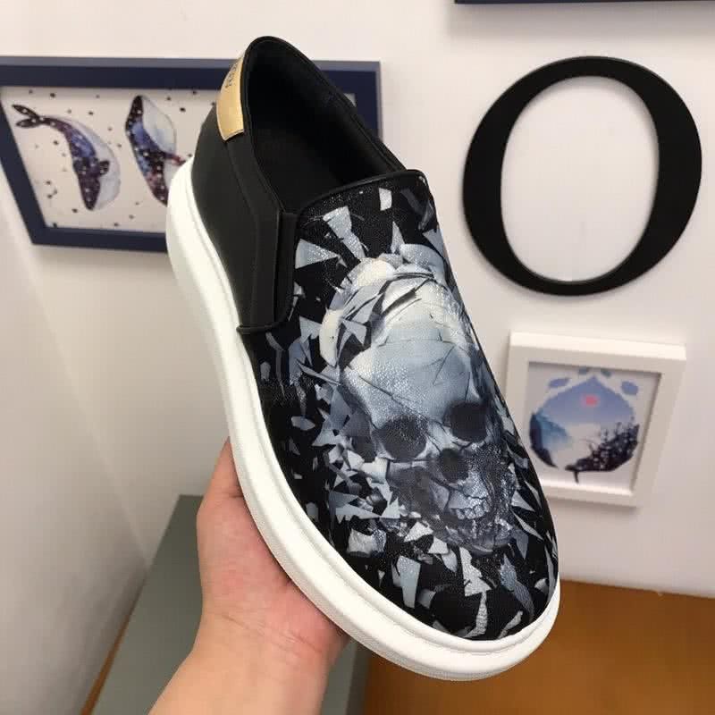Alexander McQueen Slip-on Fabric Skull Black Upper White Sole Men 3
