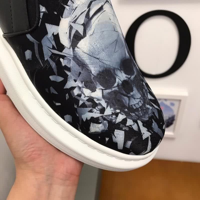 Alexander McQueen Slip-on Fabric Skull Black Upper White Sole Men 8