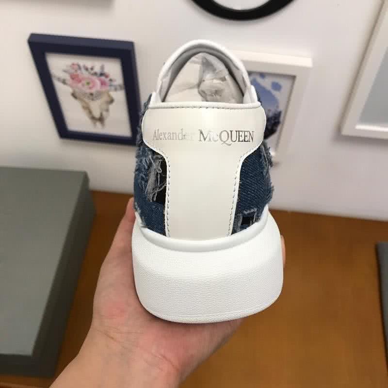 Alexander McQueen Slip-on Fabric Blue Jeans Leather White Sole Men 8