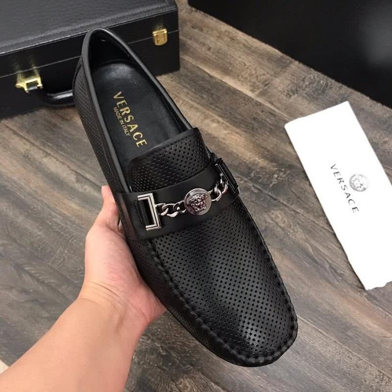 Versace New Loafers Cowhide Wear-resistant Black Men 2