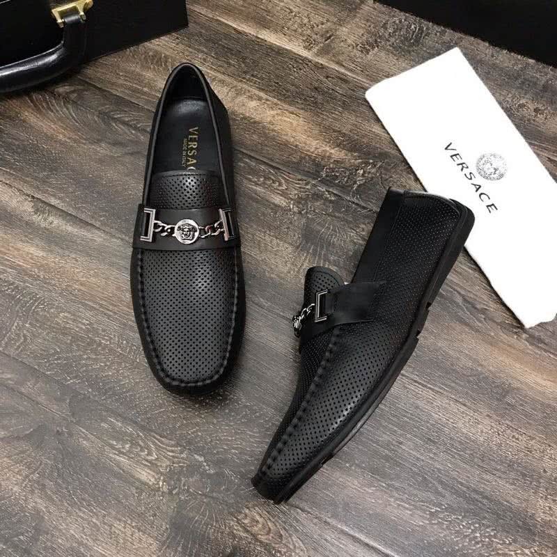 Versace New Loafers Cowhide Wear-resistant Black Men 4