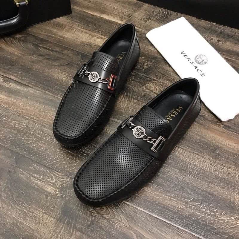 Versace New Loafers Cowhide Wear-resistant Black Men 5