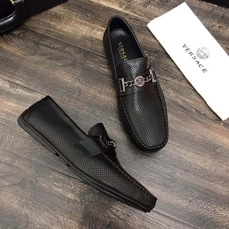 Versace New Loafers Cowhide Wear-resistant Black Men 6