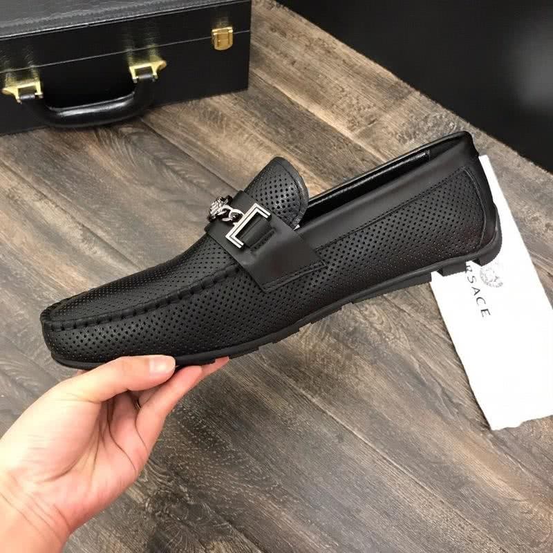 Versace New Loafers Cowhide Wear-resistant Black Men 7