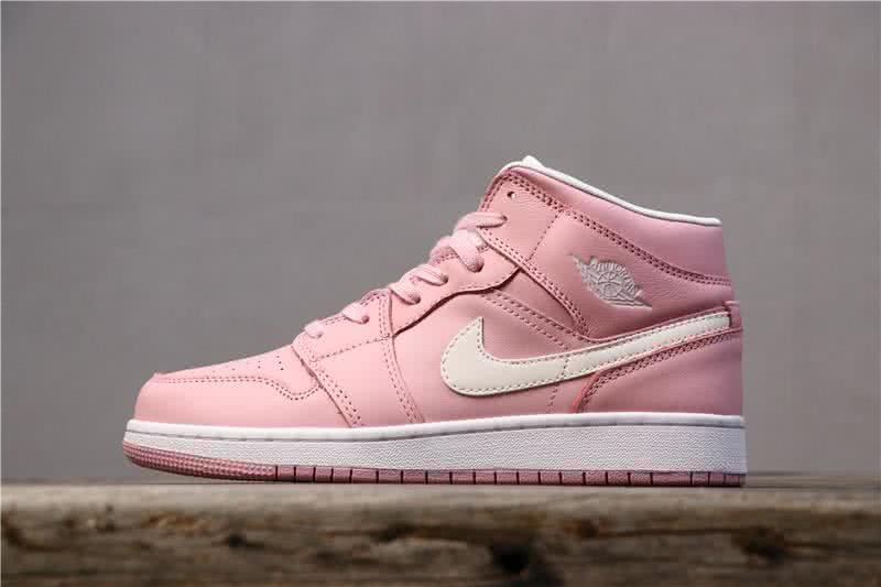 Air Jordan 1 Mid Shoes Pink And White Men 1