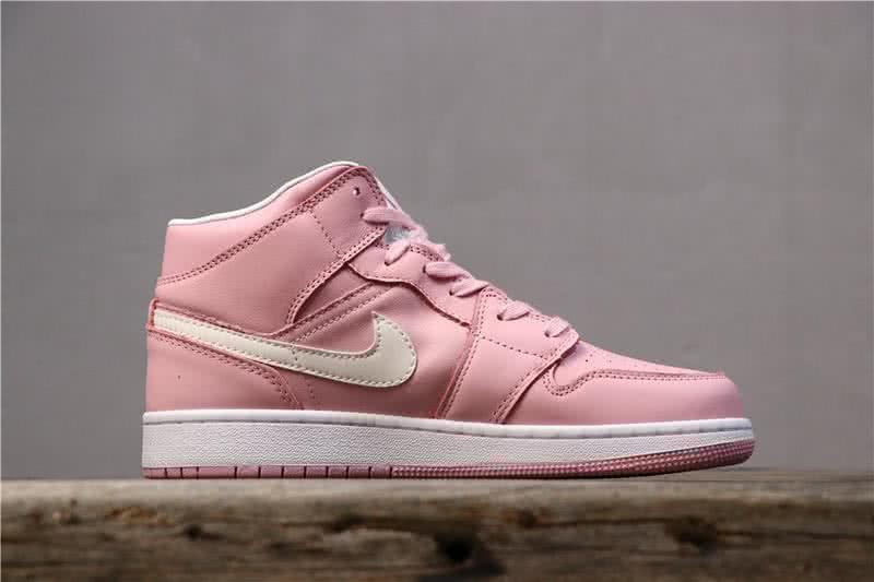 Air Jordan 1 Mid Shoes Pink And White Men 2