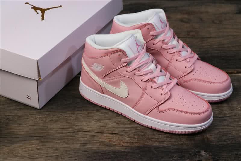 Air Jordan 1 Mid Shoes Pink And White Men 6