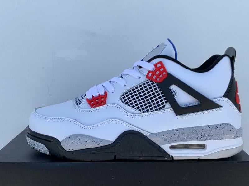Air Jordan 4 Shoes White Blue And Red Men 4