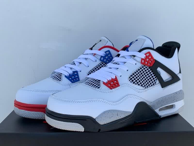 Air Jordan 4 Shoes White Blue And Red Men 5