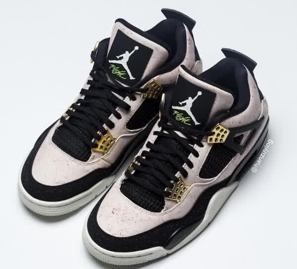 Air Jordan 4 Shoes Pink Black And Gold Men 5