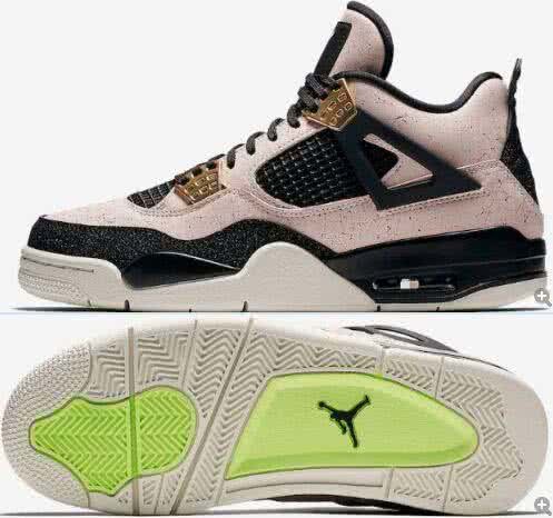 Air Jordan 4 Shoes Pink Black And Gold Men 2