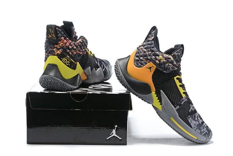 Air Jordan 1 Shoes Black Grey And Yellow Men 3
