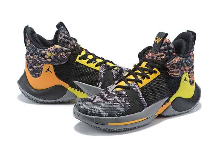 Air Jordan 1 Shoes Black Grey And Yellow Men 4