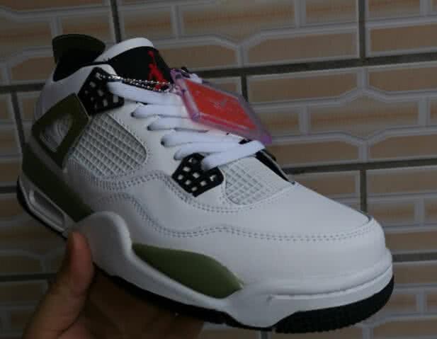 Air Jordan 4 Shoes White Black And Green Men 3