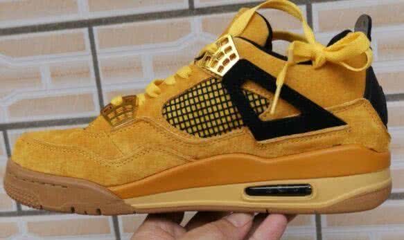 Air Jordan 4 Shoes Yellow And Gold Men 3