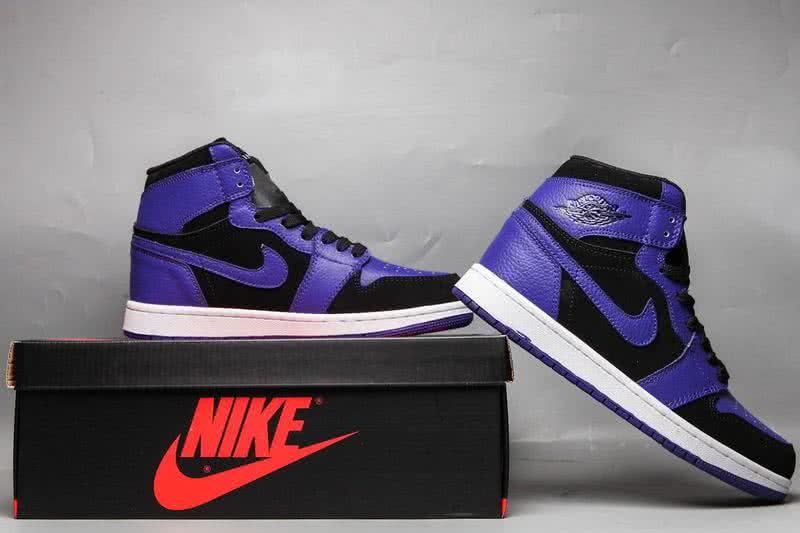 Air Jordan 1 Shoes Purple Black And White Men/Women 5