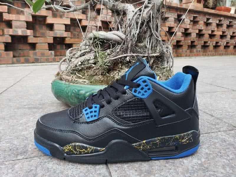 Air Jordan 4 Shoes Blue Black And Yellow Men 2