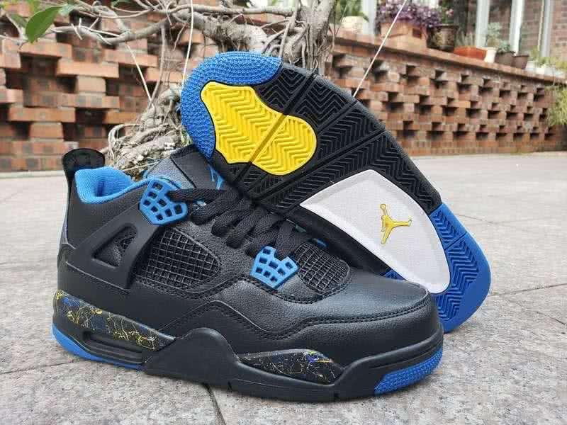 Air Jordan 4 Shoes Blue Black And Yellow Men 1