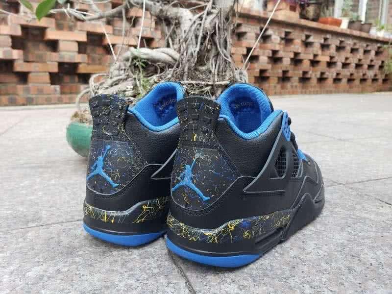 Air Jordan 4 Shoes Blue Black And Yellow Men 3