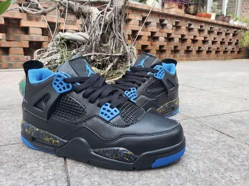 Air Jordan 4 Shoes Blue Black And Yellow Men 5