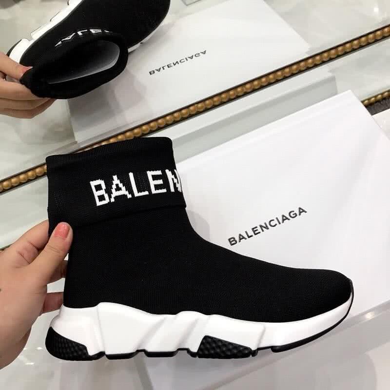 Balenciaga Speed Sock Boots Black White Men Women 7
