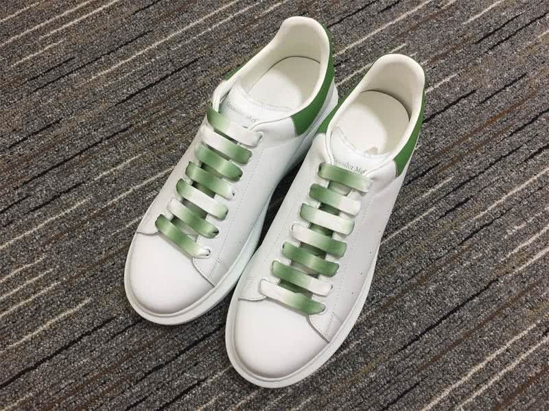 Alexander McQueen Shoes  Green laether upper and Gradient slace White shoes Men Women 1