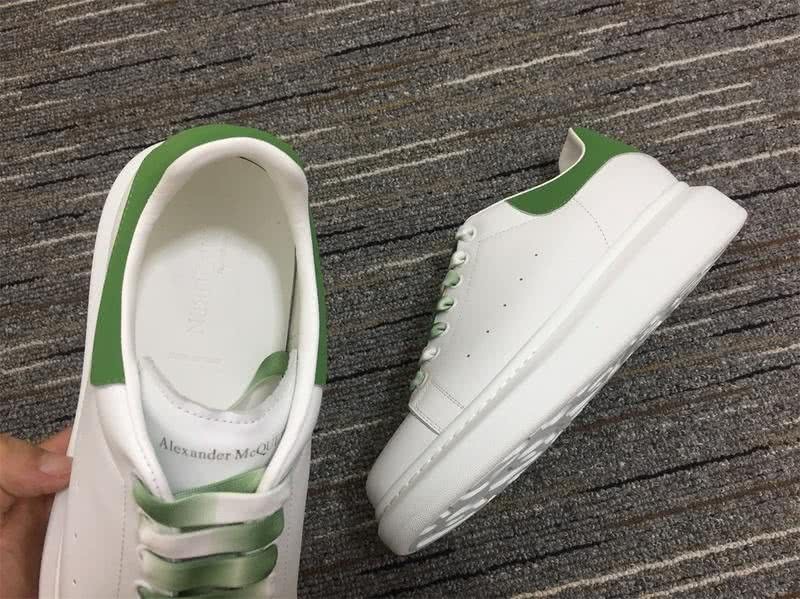 Alexander McQueen Shoes  Green laether upper and Gradient slace White shoes Men Women 8