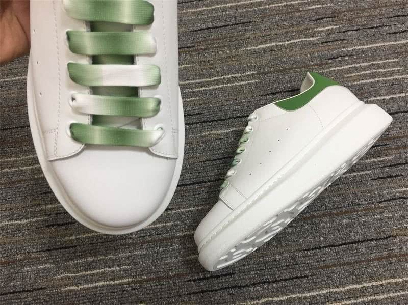 Alexander McQueen Shoes  Green laether upper and Gradient slace White shoes Men Women 9