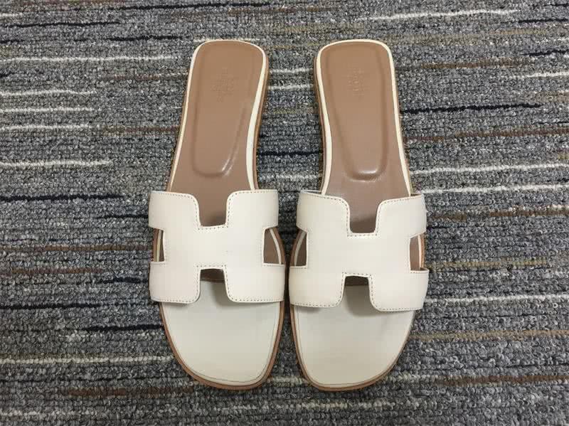 Hermes Slippers Leather White And Teal Women 3