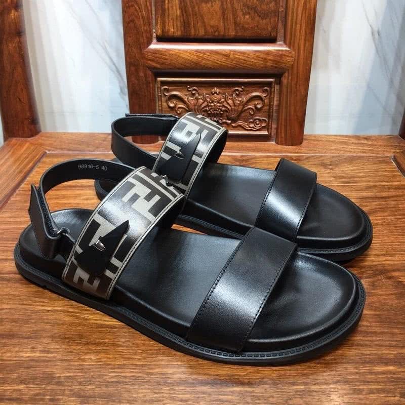 Fendi Sandals Black Calf Leather Upper Men 3