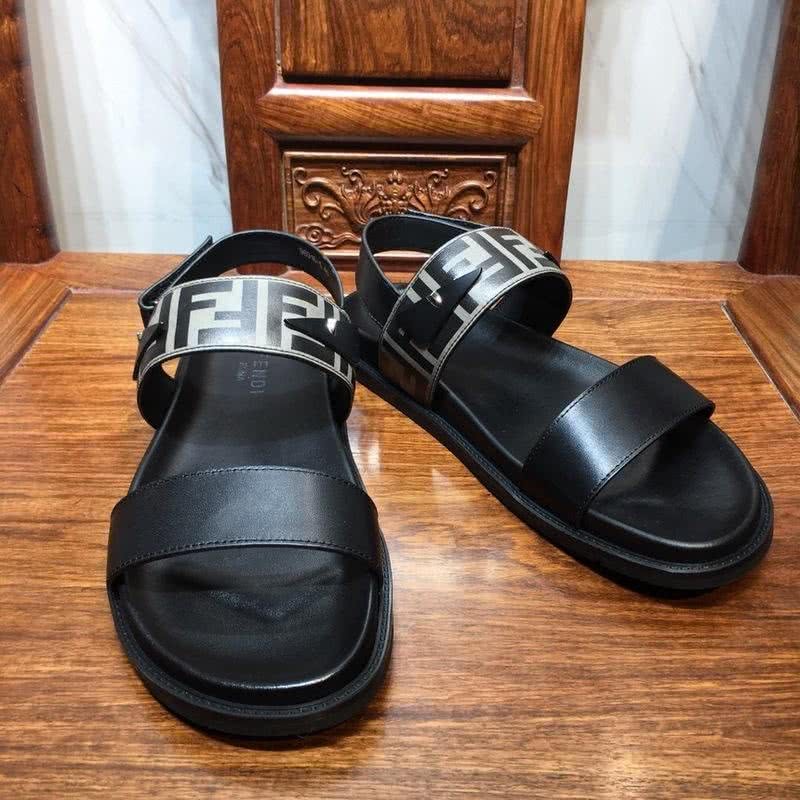 Fendi Sandals Black Calf Leather Upper Men 6