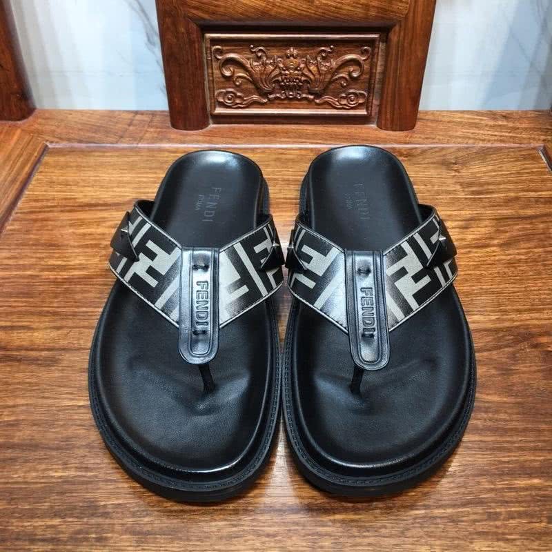 Fendi Flip Flops Calf Leather Black Rubber Sole Men 2